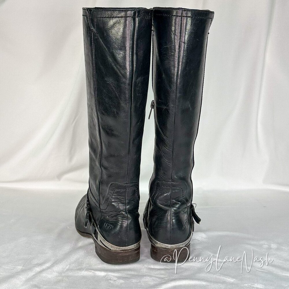 UGG Australia Channing LeatherTall Riding Boots Size 9 Black - Picture 7 of 14